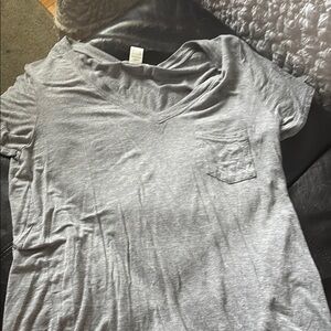 Gray V-Neck T-Shirt with Pocket